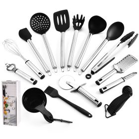 Kitchen silica gel kitchenware 23 piece set cooking frying pan shovel soup; leaky spoon surface; kitchen tools