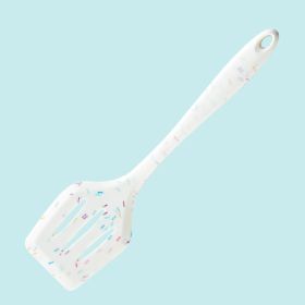 Colorful point full bag silica gel spatula kitchen utensils household silica gel frying spatula kitchen cooking spatula multi-purpose food clip wholes (size: Colorful spot leakage shovel)