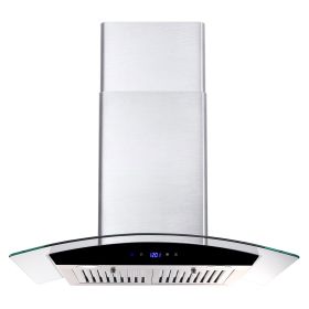 30 inch Wall Mounted Range Hood 700CFM Tempered Glass Touch Panel Control Vented LEDs (Control Design Color: Touch Control - Black)