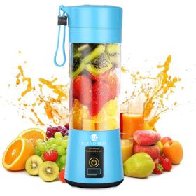 Portable Handheld USB Electric Juice Blender 6 Blades Deluxe Version by Blendrell  Perfect portable tool (Color: Blue)